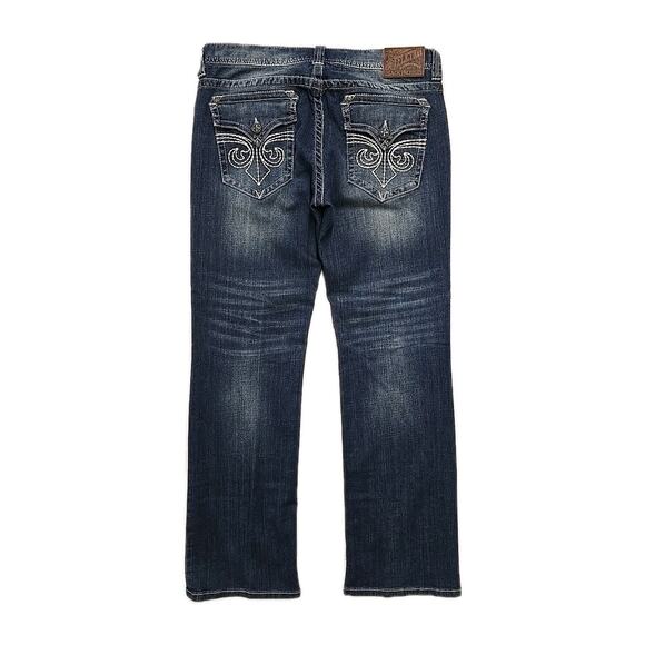 Affliction Mens Cooper Jeans Sz 34 Distressed Embroidered Flap Pocket Boot - Picture 3 of 15